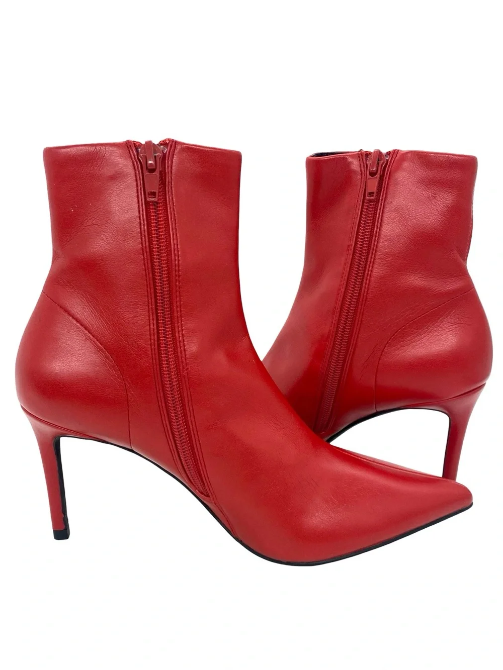 Jeffrey Campbell Nixie Red Pointed Toe Ankle  Stiletto Boots Size 6 Booties